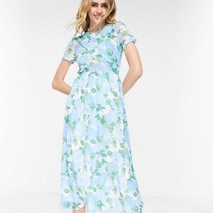 Floral Blue and Green Women's Dress